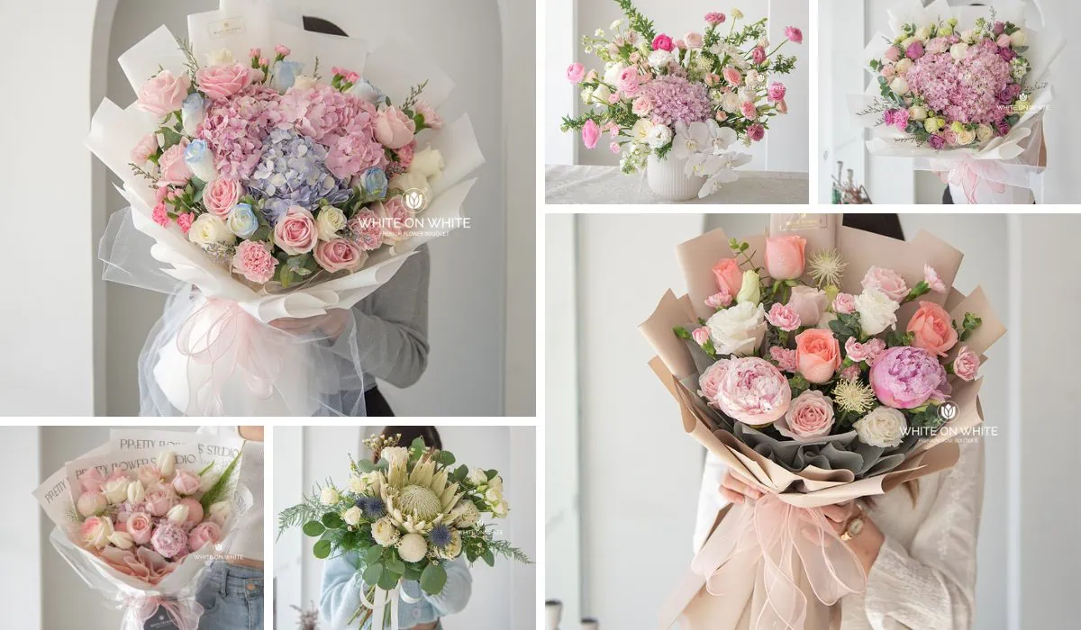 Flower bouquet selection from White On White, premium flower bouquet