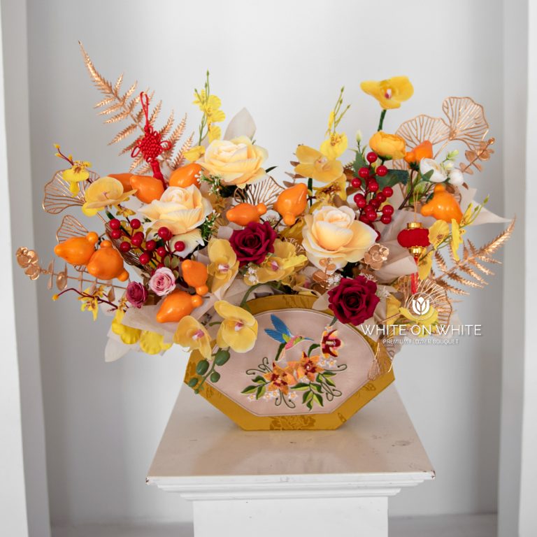 CNY flowers, Chinese new year 2025, same day delivery, chinese new year flowers, flowers for feng shui, Yellow and gold symbolize wealth, abundance, and prosperity