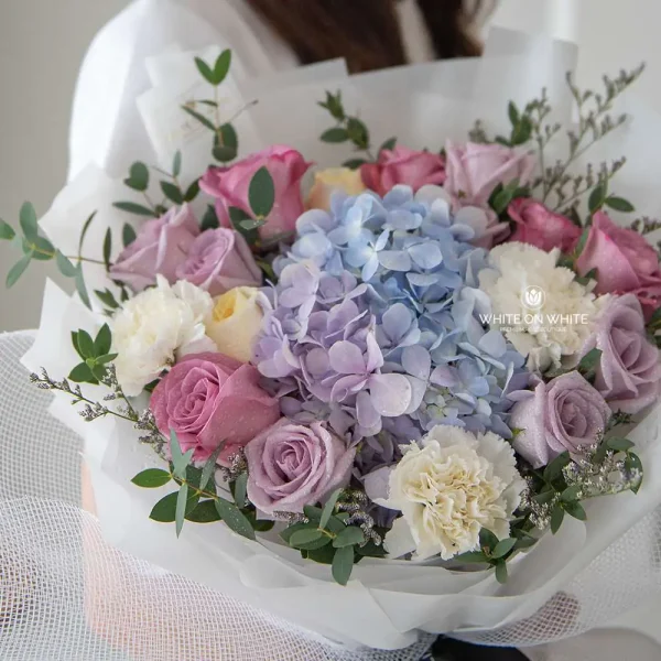 best florist ipoh Lilac Hydrangea Flower Bouquet for Birthday, Graduation & Friendship, same day flower delivery