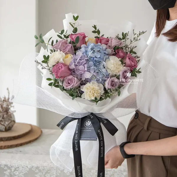 best florist ipoh Lilac Hydrangea Flower Bouquet for Birthday, Graduation & Friendship, same day flower delivery