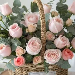 Pinkish Floral Basket for birthday, grand opening and retirement, flowers and fruit basket delivery