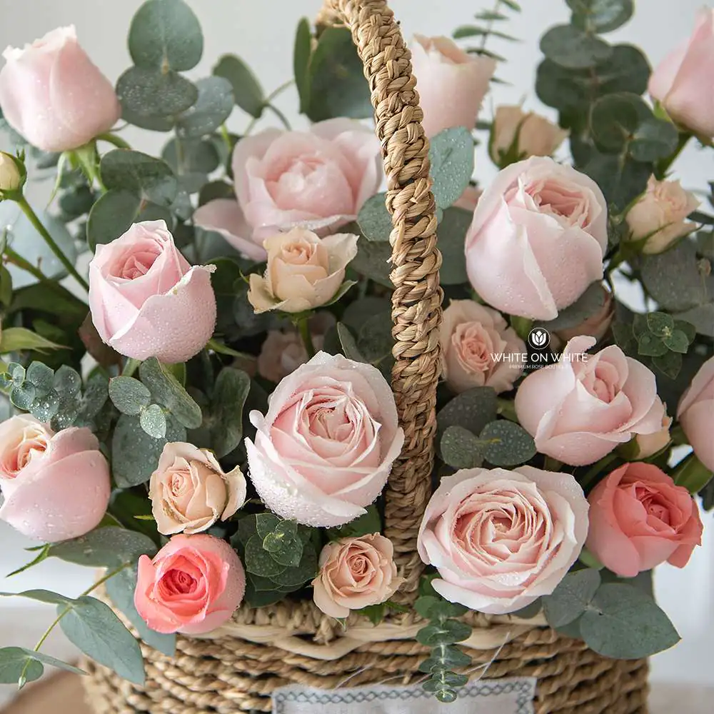 Pinkish Floral Basket Pinkish Floral Basket for birthday, grand opening and retirement, flowers and fruit basket delivery