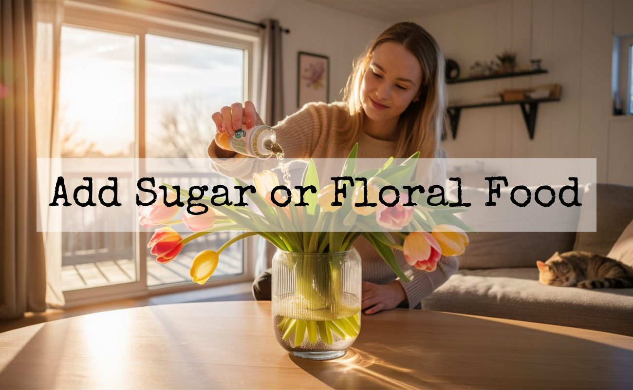 Add sugar or floral food to revive your wilted flower back to life