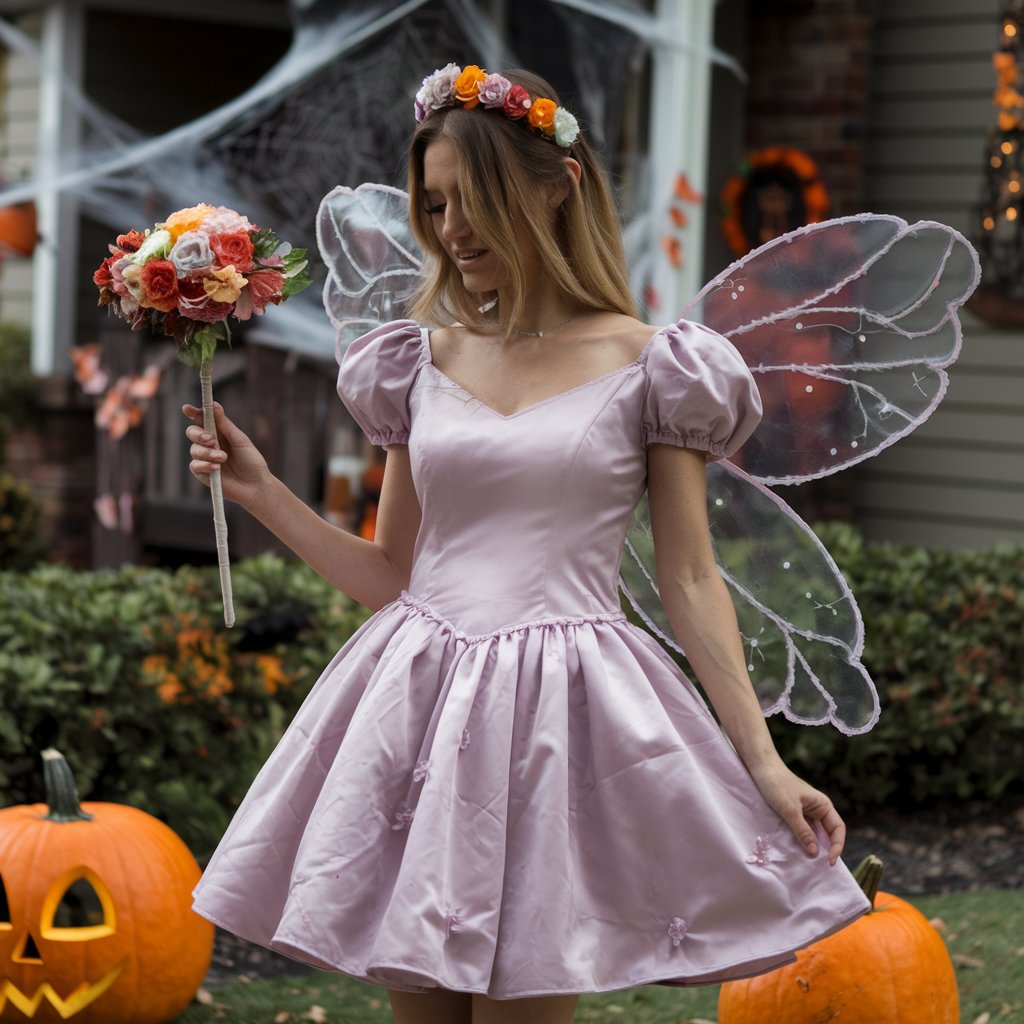 Flower Halloween Costume with Flower Wands or Scepters