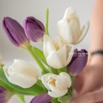 White & Purple Tulip Bridal Bouquet