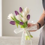 White & Purple Tulip Bridal Bouquet