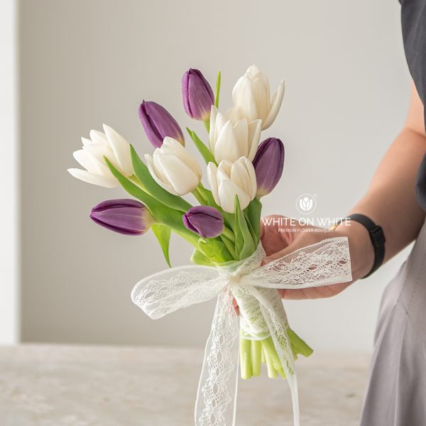 White & Purple Tulip Bridal Bouquet