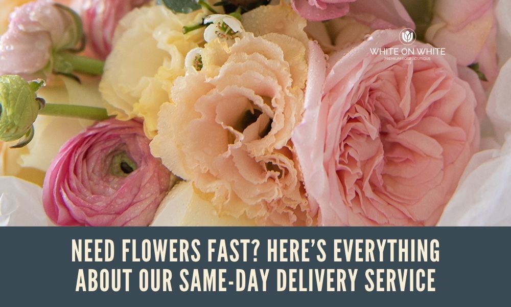 Same day flower delivery with White On White