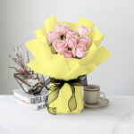 Pink Rose Without Eucalyptus (Yellow Wrapping)