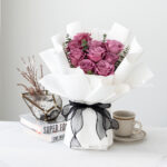Purple Rose With Eucalyptus (White Wrapping)
