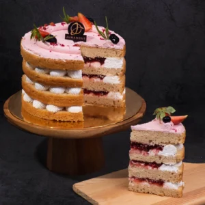 Strawberry Victoria Vegan Naked Cake, engagement cake, anniversary cake, birthday cake, cake shop in klang