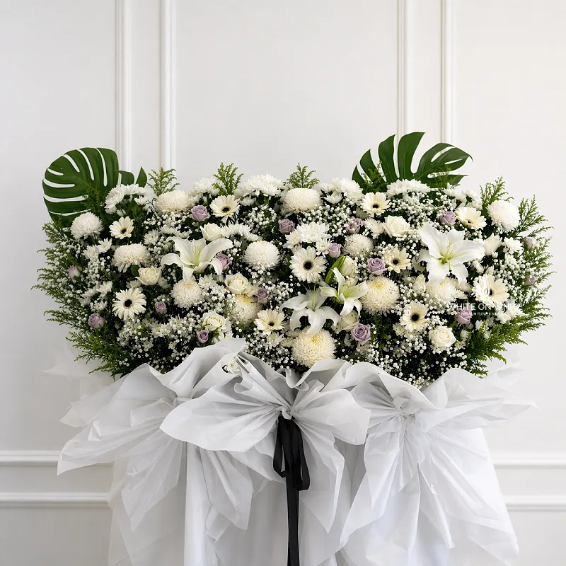 Flower condolence stand. funeral flower, send condolence flower to nirvana