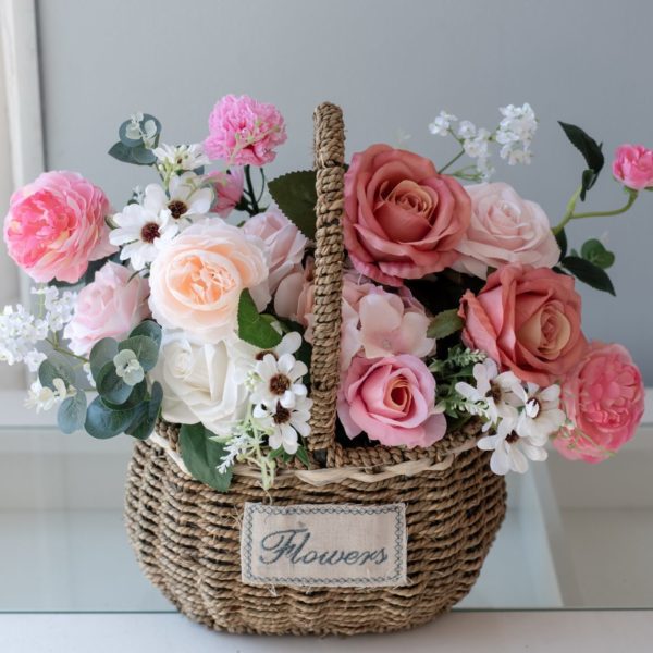 artificial flower basket for birthday, friendship and retirement, artficial flowers, artificial flower arrangements