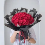 520 Kiss Bouquet, 52 stalks of Red Rose, florist singapore white on white